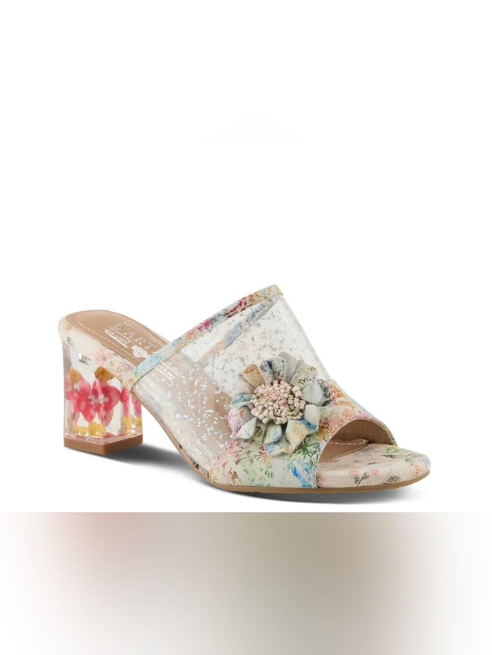 L'Artiste Pink Floral Embellished Clear Strap Heels Sz 42 UK 10.5-11